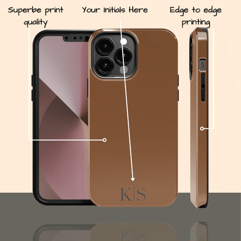 Custom Initials Earth Tones Monogram iPhone Case - Dark